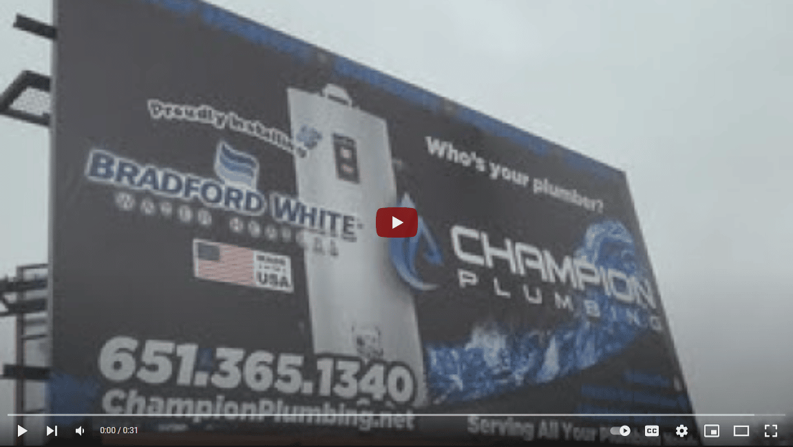 champion plumbing's new billboard in Eagan, MN championplumbing.com