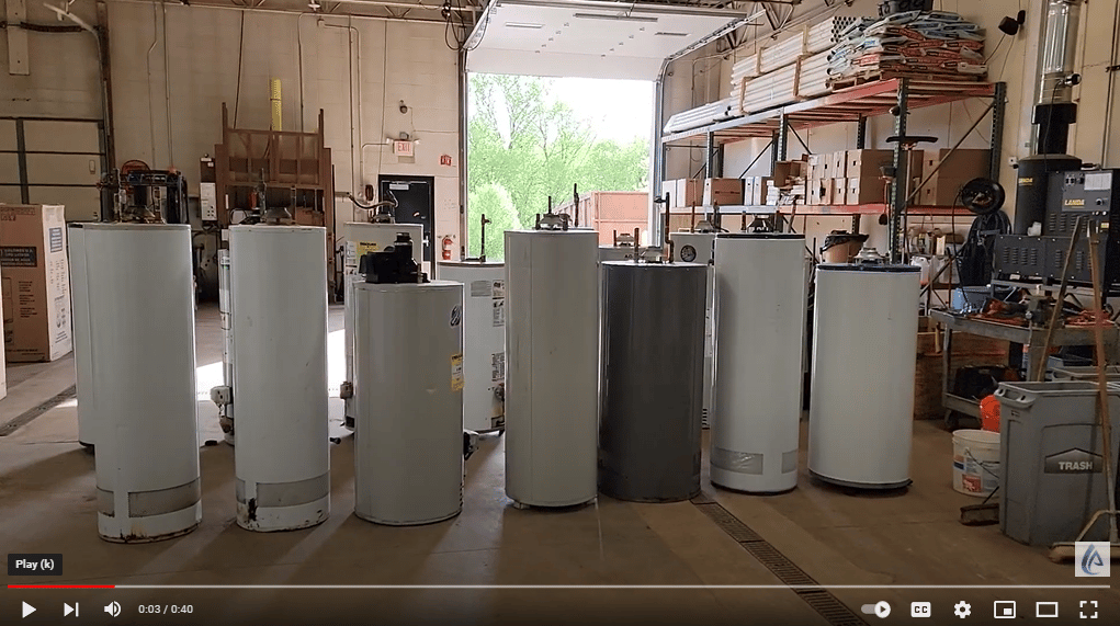 different water heaters at champion plumbing warehouse